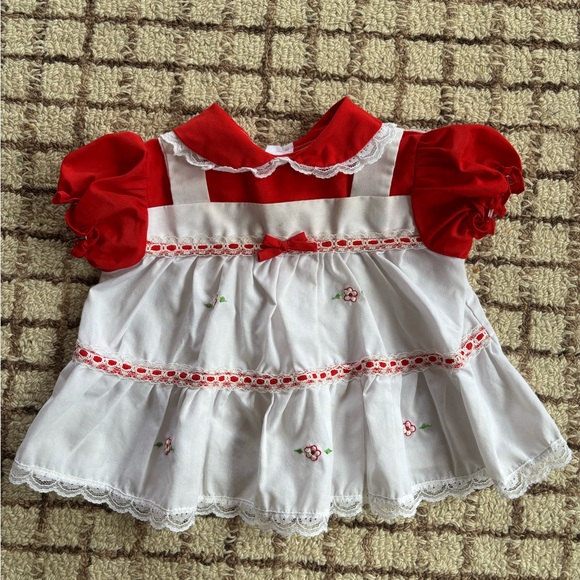 Cradle Togs Other - Vintage white/red embroidered smocked dress styled by Cradle Togs